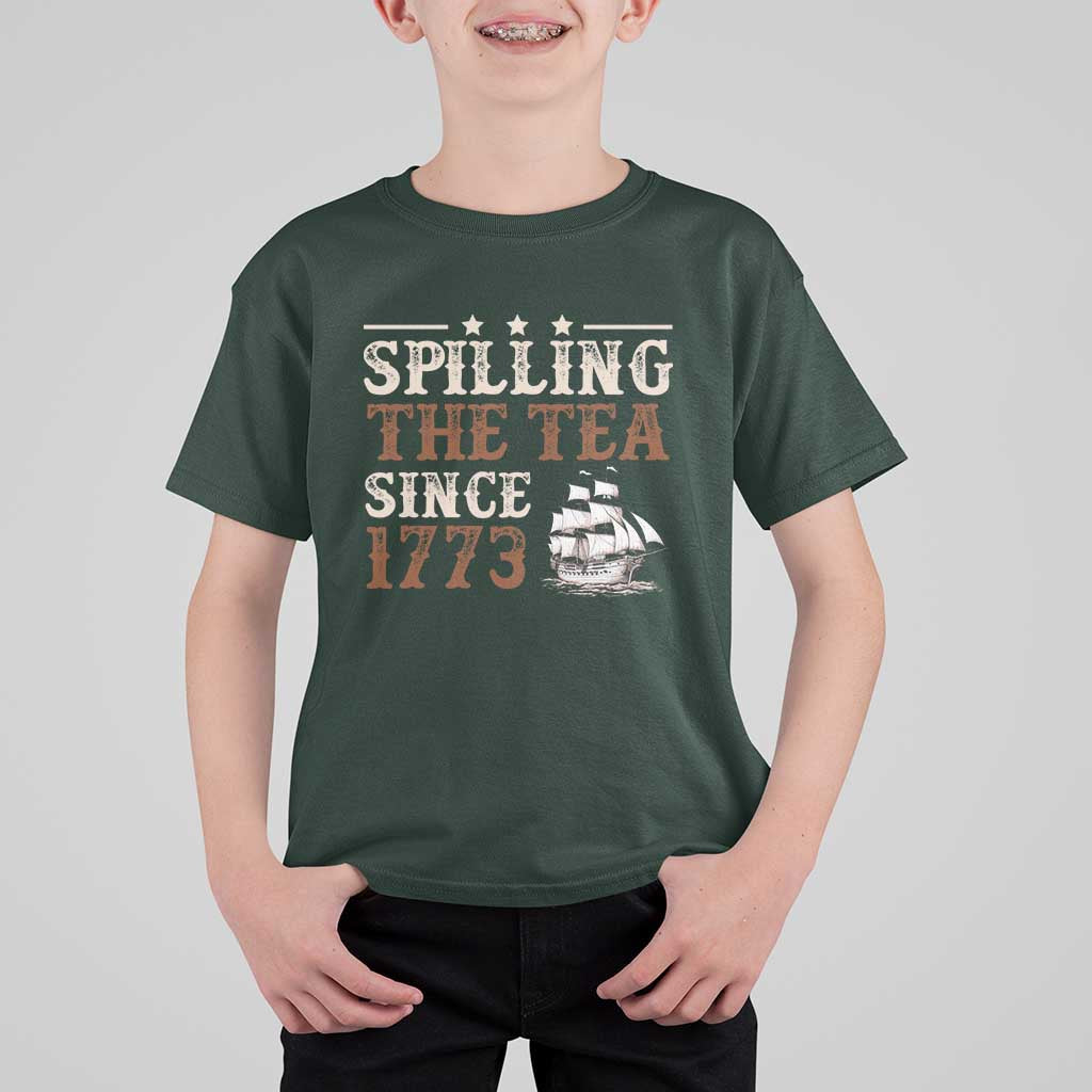 Spilling The Tea Since 1773 T Shirt For Kid Retro Usa Patriotic 4th of July Party - Wonder Print Shop