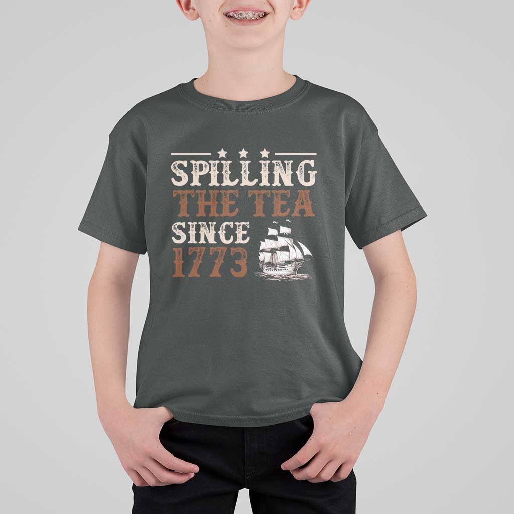 Spilling The Tea Since 1773 T Shirt For Kid Retro Usa Patriotic 4th of July Party - Wonder Print Shop