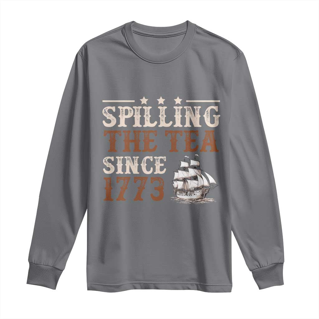 Spilling The Tea Since 1773 Long Sleeve Shirt Retro Usa Patriotic 4th of July Party - Wonder Print Shop