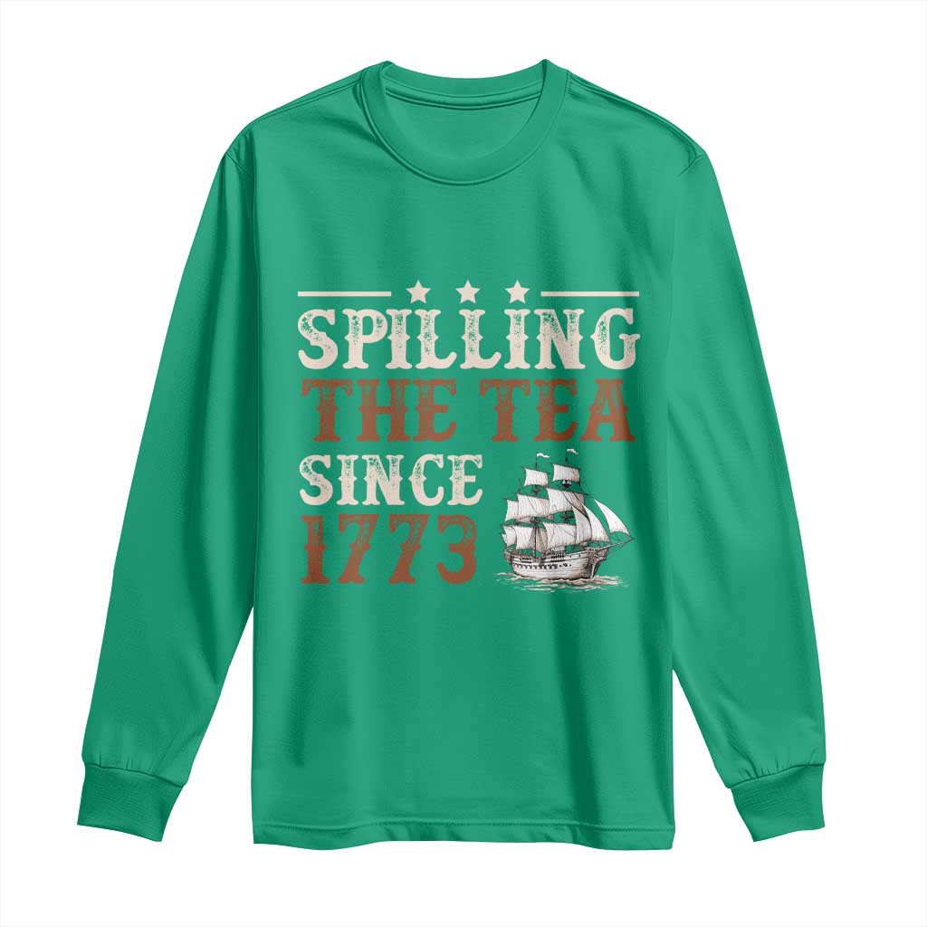 Spilling The Tea Since 1773 Long Sleeve Shirt Retro Usa Patriotic 4th of July Party - Wonder Print Shop