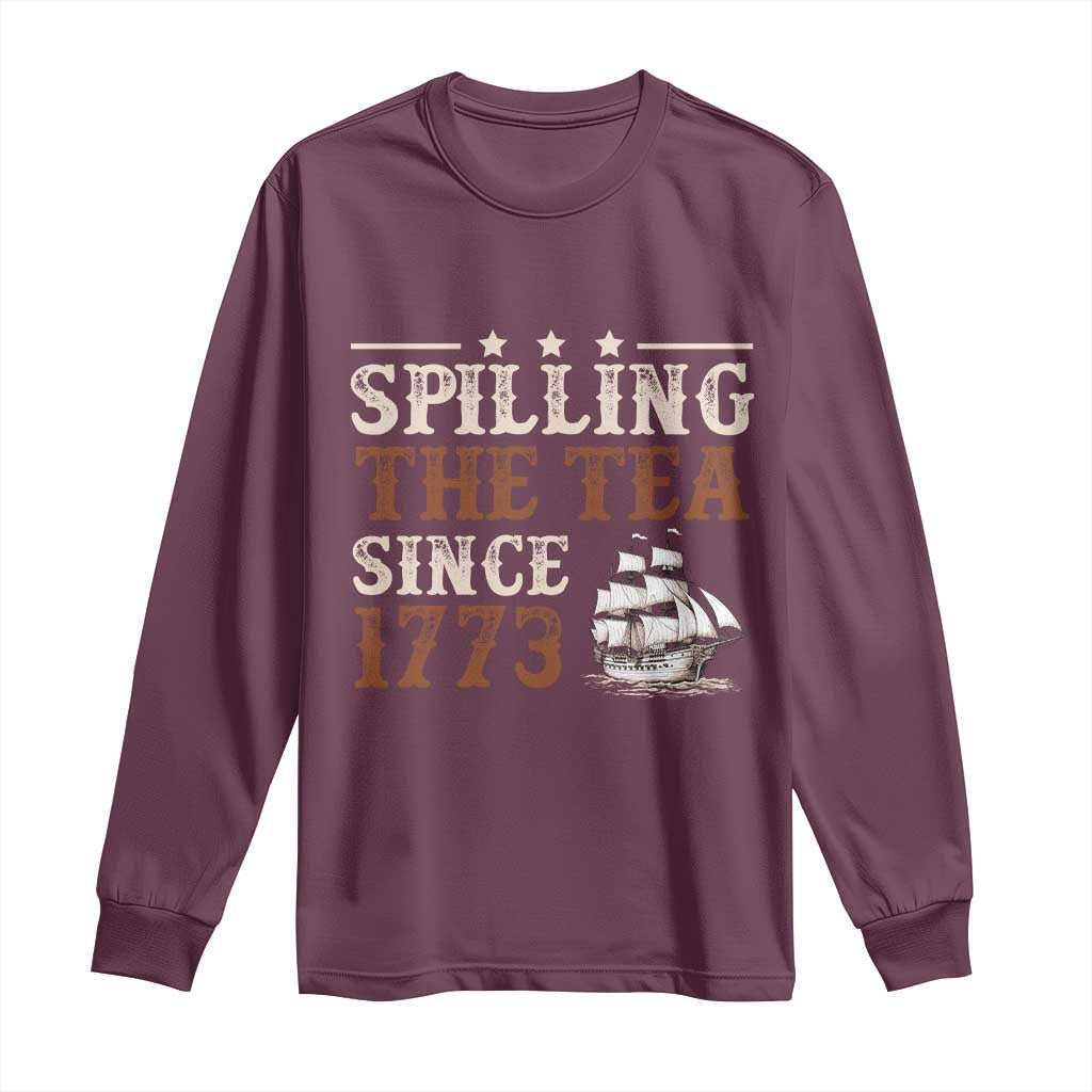 Spilling The Tea Since 1773 Long Sleeve Shirt Retro Usa Patriotic 4th of July Party - Wonder Print Shop
