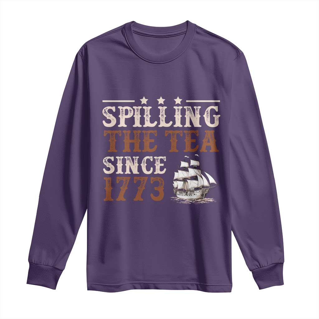 Spilling The Tea Since 1773 Long Sleeve Shirt Retro Usa Patriotic 4th of July Party - Wonder Print Shop