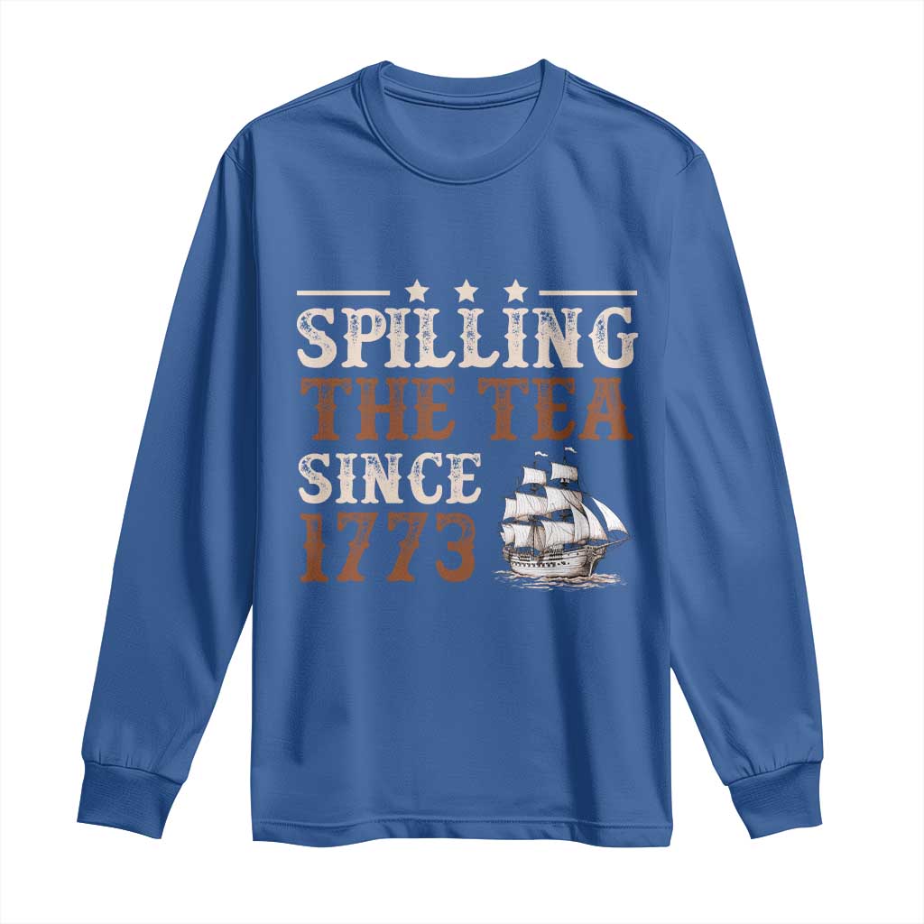 Spilling The Tea Since 1773 Long Sleeve Shirt Retro Usa Patriotic 4th of July Party - Wonder Print Shop