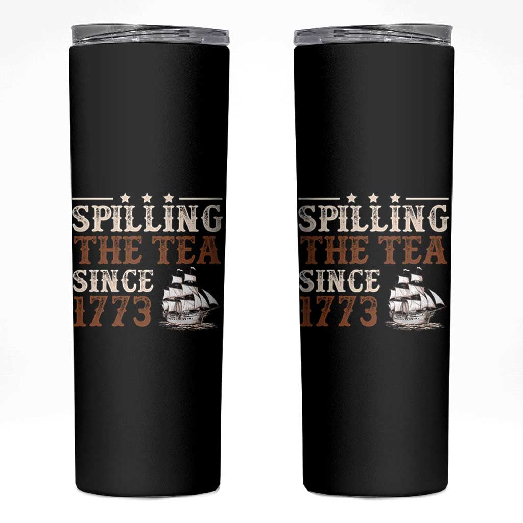 Spilling The Tea Since 1773 Skinny Tumbler Retro Usa Patriotic 4th of July Party - Wonder Print Shop