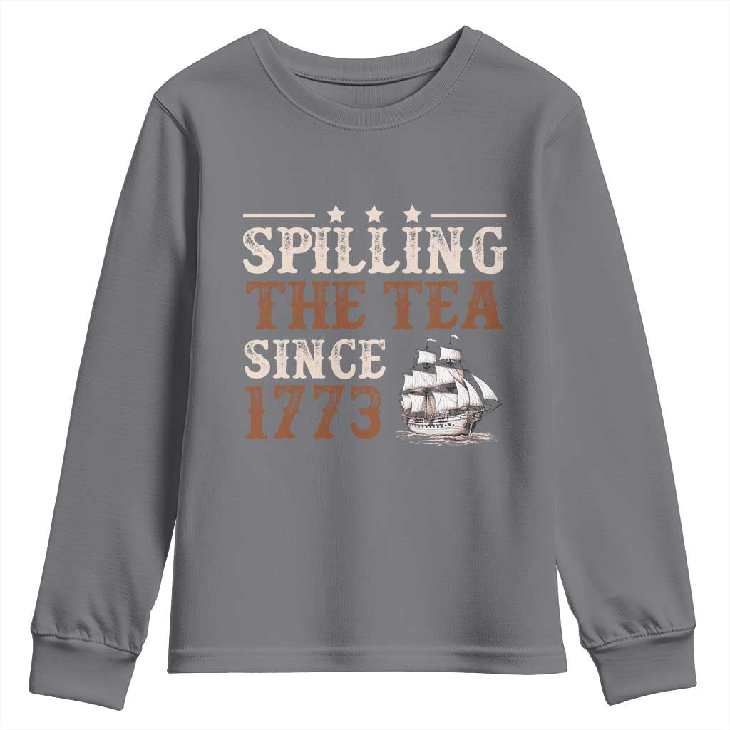 Spilling The Tea Since 1773 Youth Sweatshirt Retro Usa Patriotic 4th of July Party - Wonder Print Shop