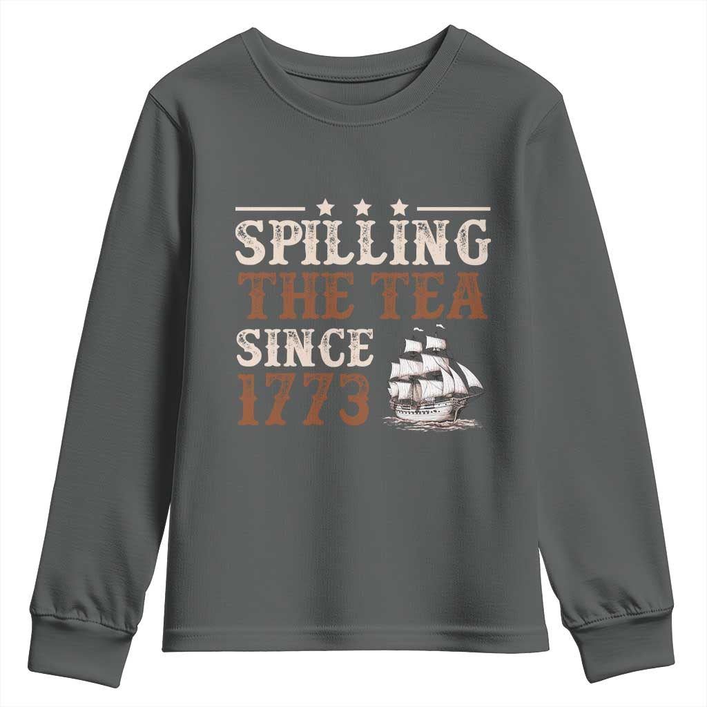 Spilling The Tea Since 1773 Youth Sweatshirt Retro Usa Patriotic 4th of July Party - Wonder Print Shop