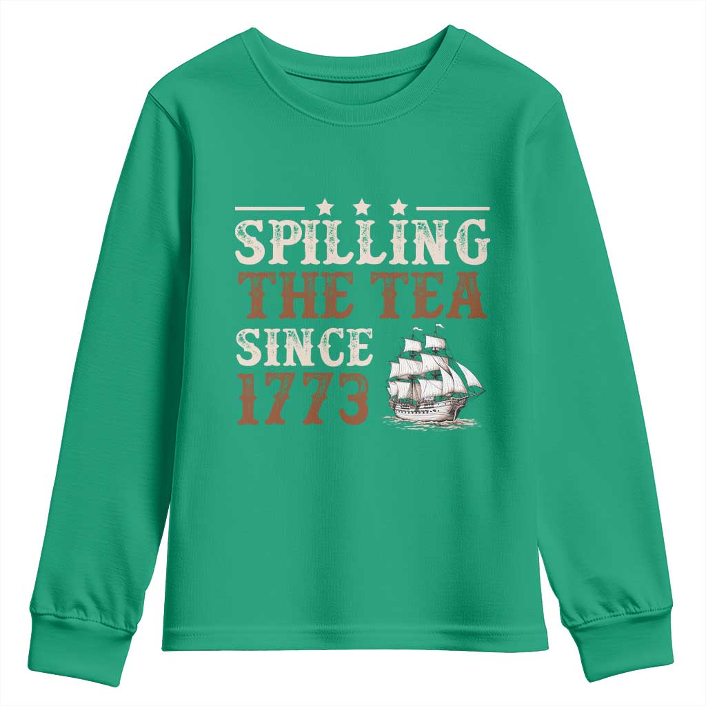 Spilling The Tea Since 1773 Youth Sweatshirt Retro Usa Patriotic 4th of July Party - Wonder Print Shop