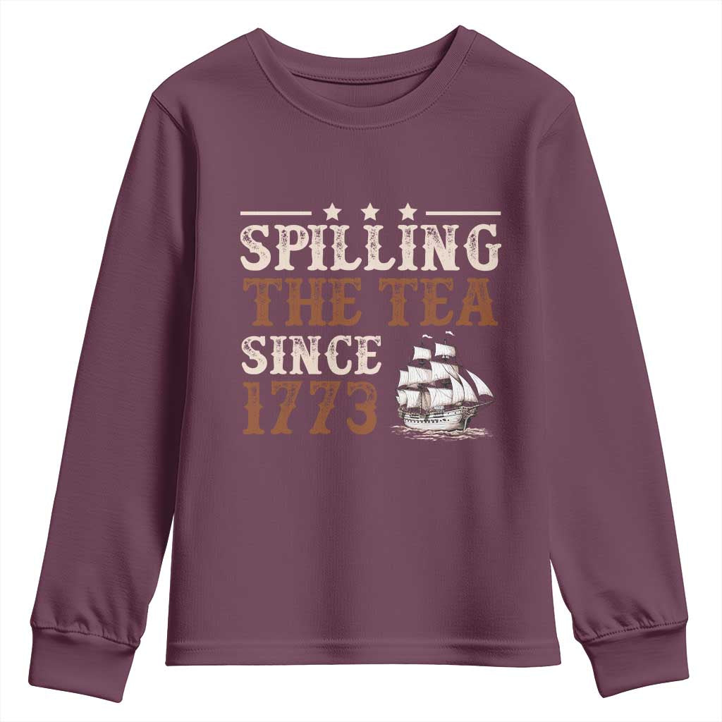 Spilling The Tea Since 1773 Youth Sweatshirt Retro Usa Patriotic 4th of July Party - Wonder Print Shop