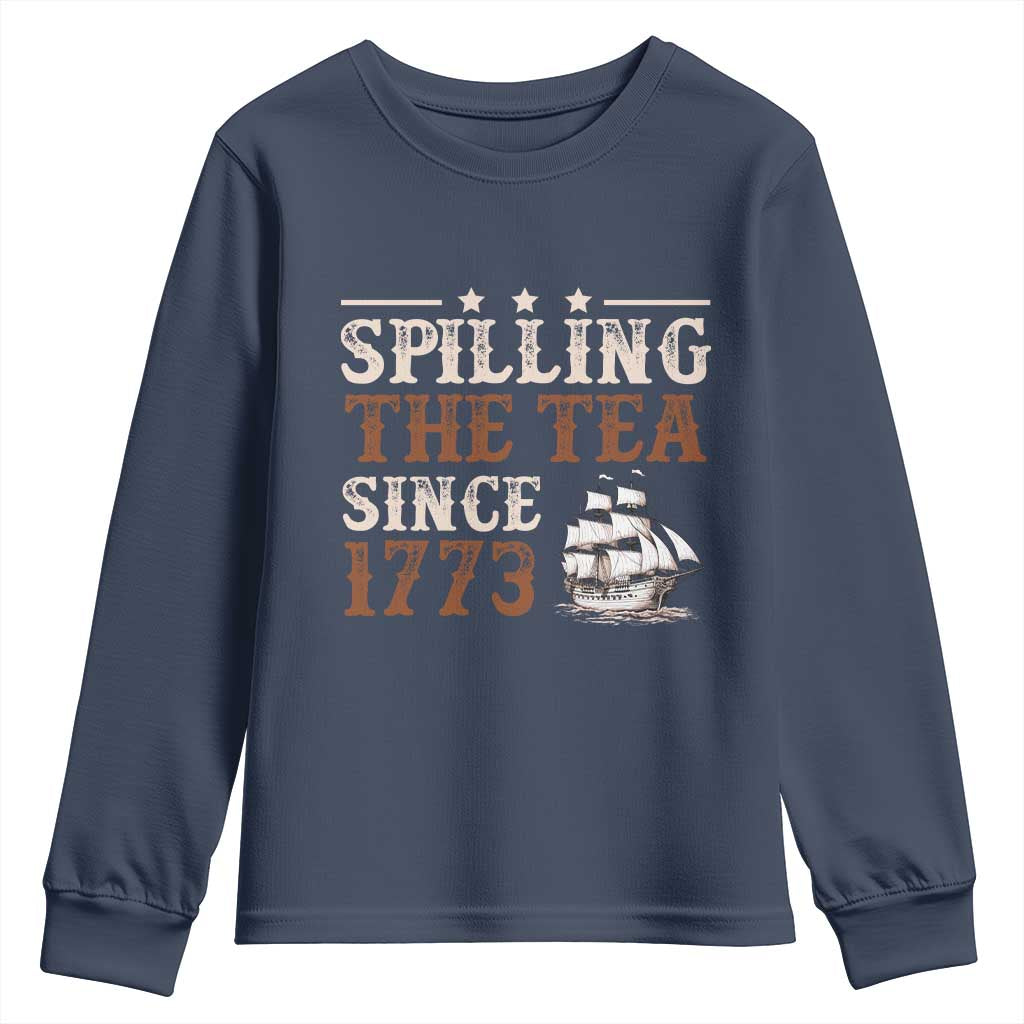 Spilling The Tea Since 1773 Youth Sweatshirt Retro Usa Patriotic 4th of July Party - Wonder Print Shop