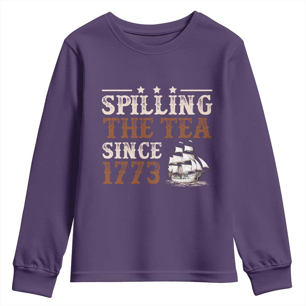 Spilling The Tea Since 1773 Youth Sweatshirt Retro Usa Patriotic 4th of July Party - Wonder Print Shop