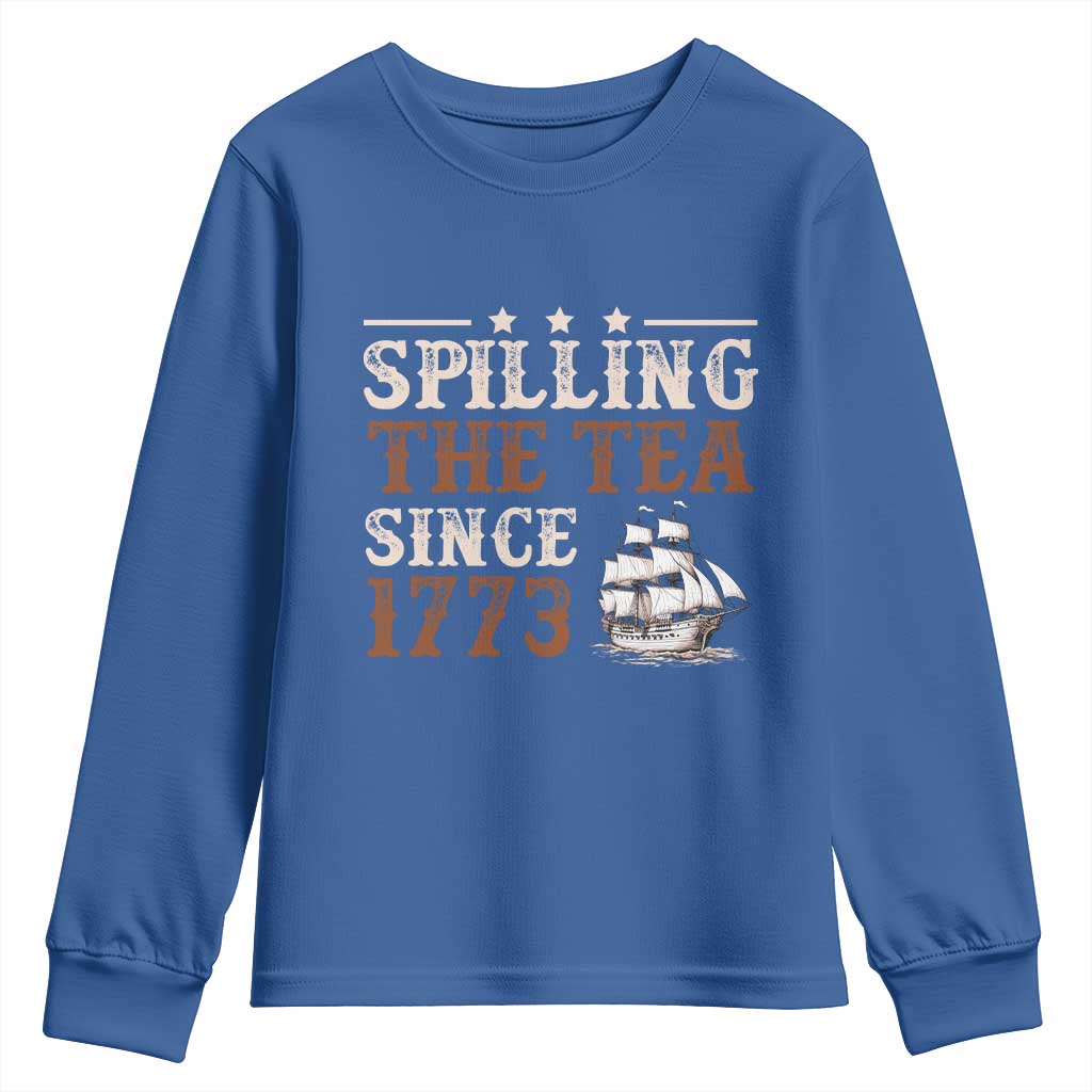 Spilling The Tea Since 1773 Youth Sweatshirt Retro Usa Patriotic 4th of July Party - Wonder Print Shop