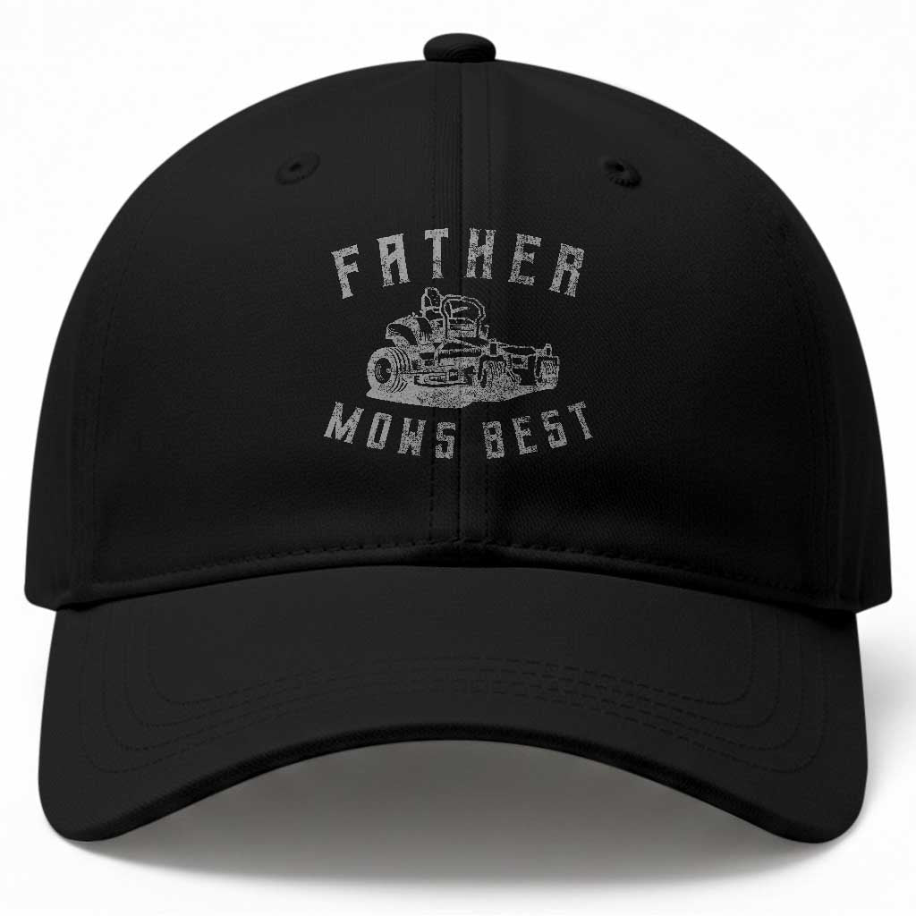 Father Mows Best Baseball Cap Funny Lawn Mowing Mower Dad Father’s Day