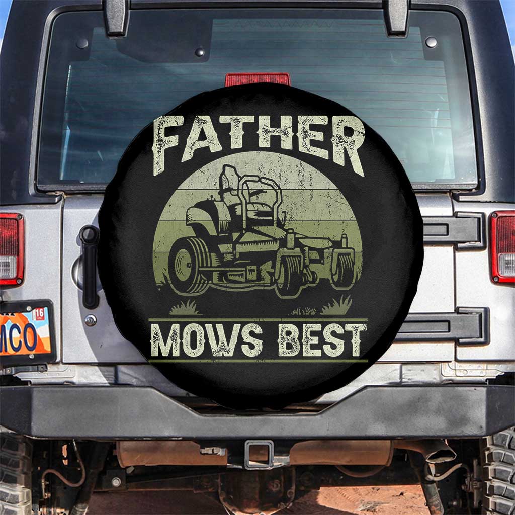 Father Mows Best Spare Tire Cover Lawn Mower Mowing Dad Retro Father's Day Gift