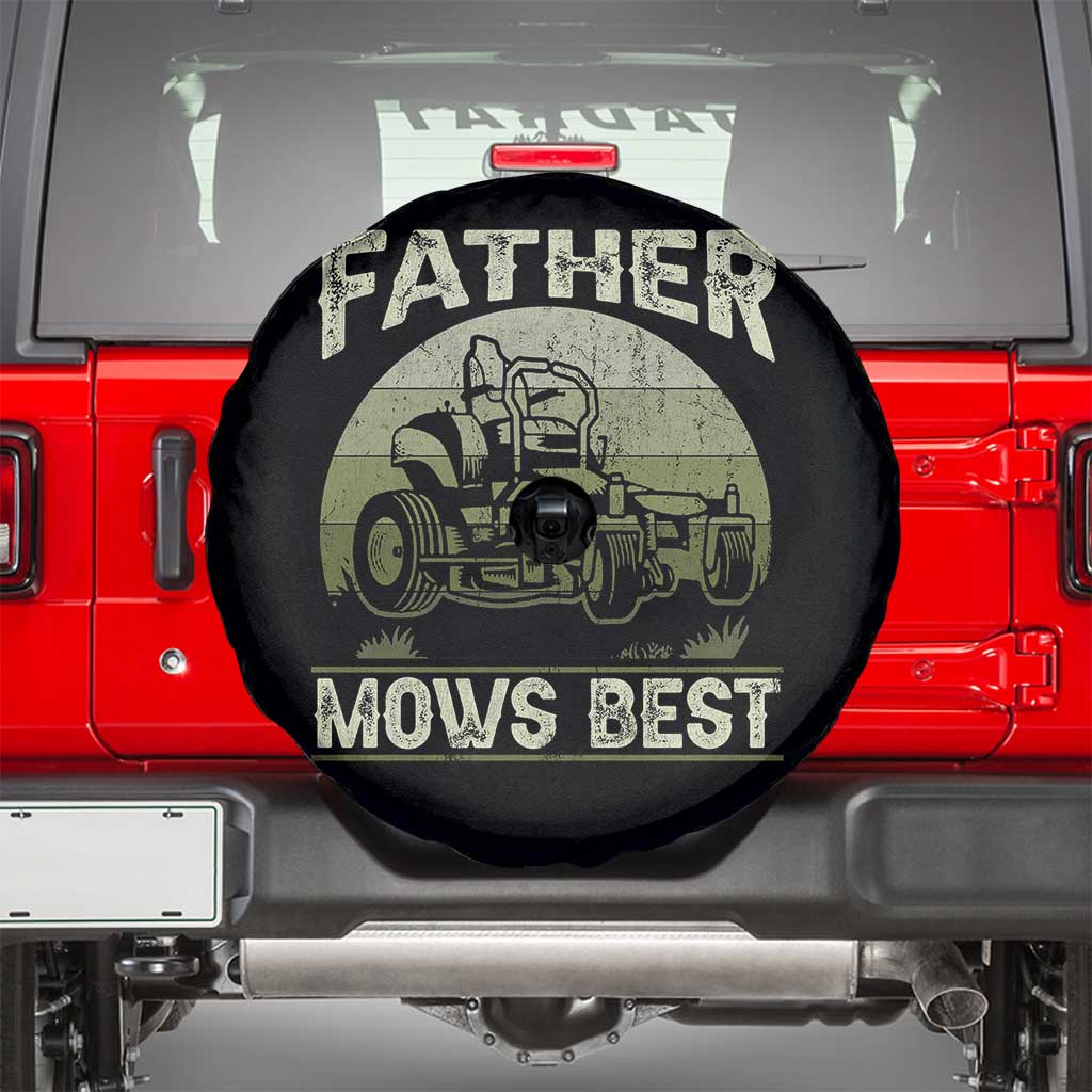 Father Mows Best Spare Tire Cover Lawn Mower Mowing Dad Retro Father's Day Gift