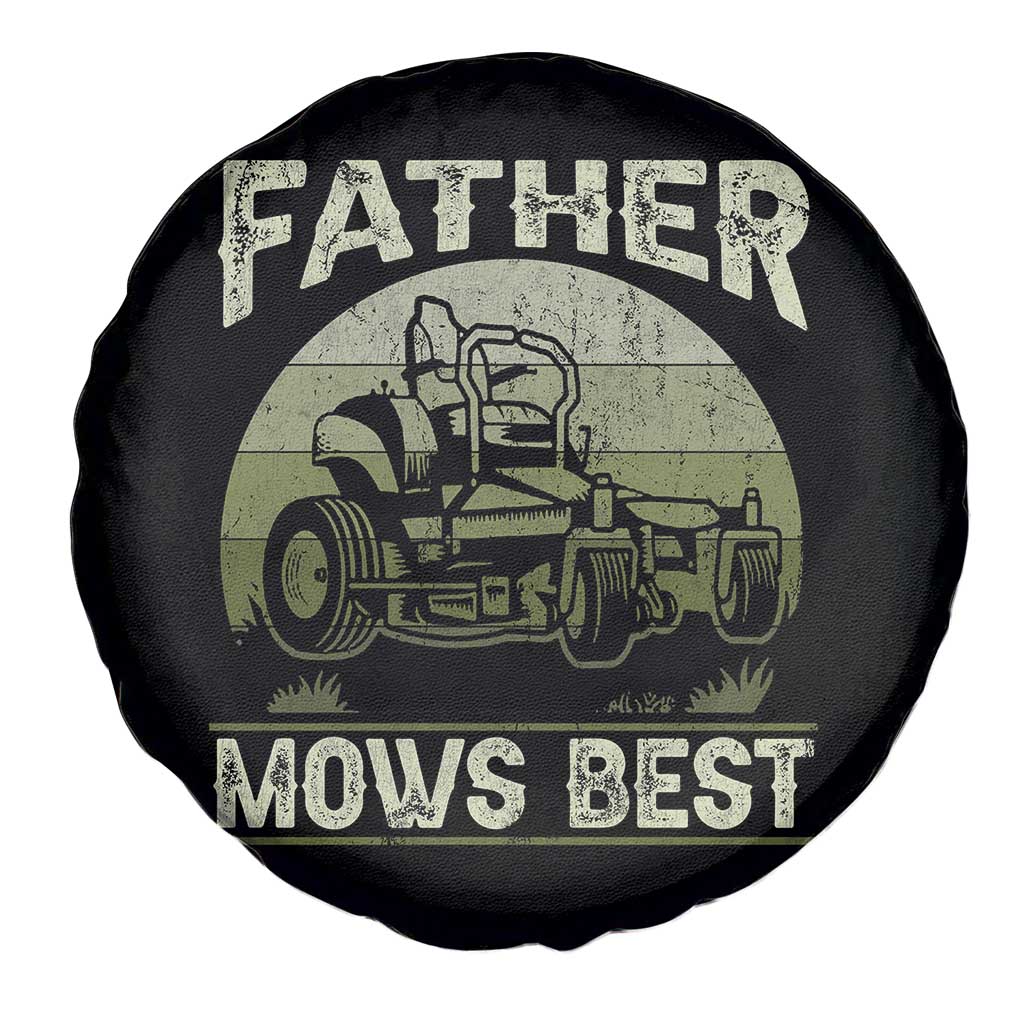 Father Mows Best Spare Tire Cover Lawn Mower Mowing Dad Retro Father's Day Gift