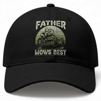 Father Mows Best Baseball Cap Lawn Mower Mowing Dad Retro Father's Day Gift