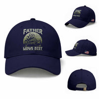 Father Mows Best Baseball Cap Lawn Mower Mowing Dad Retro Father's Day Gift