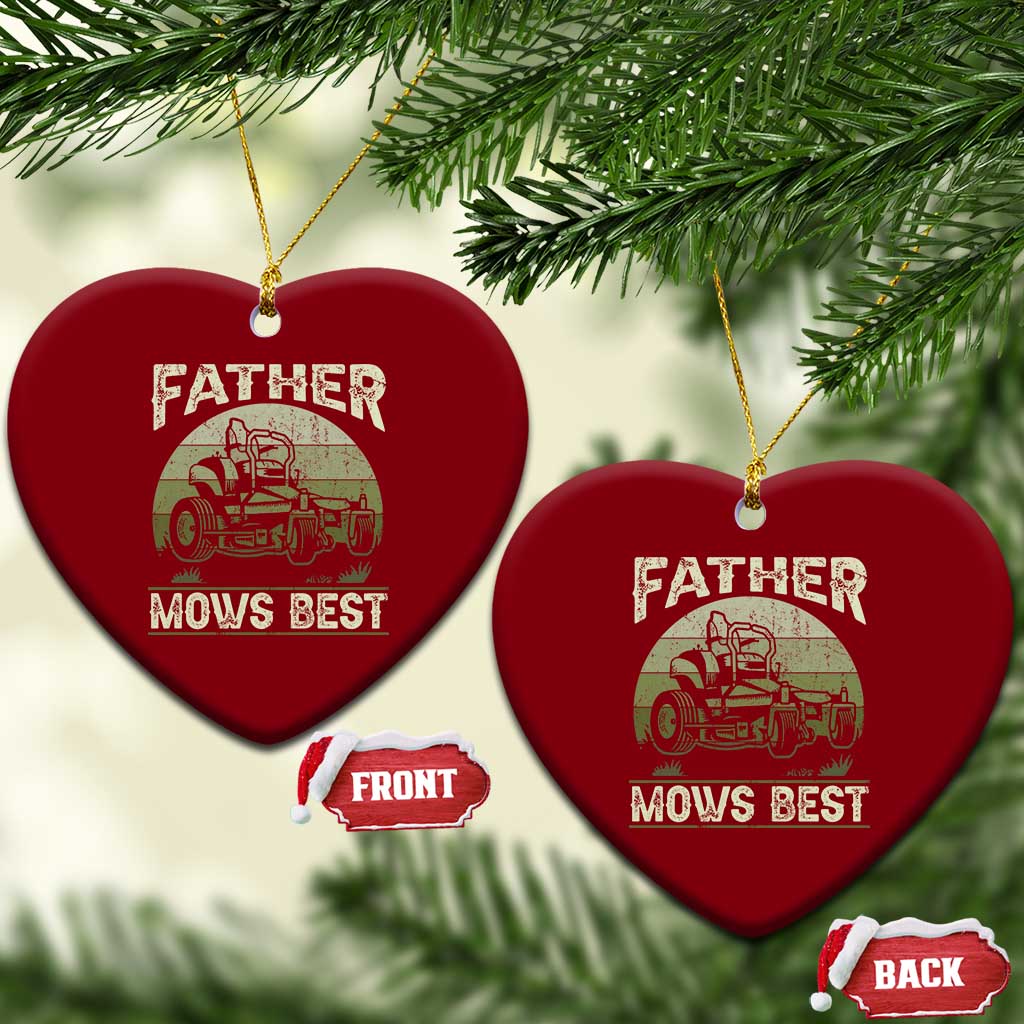 Father Mows Best Ceramic Ornament Lawn Mower Mowing Dad Retro Father's Day Gift - Wonder Print Shop