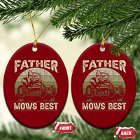 Father Mows Best Ceramic Ornament Lawn Mower Mowing Dad Retro Father's Day Gift - Wonder Print Shop