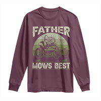 Father Mows Best Long Sleeve Shirt Lawn Mower Mowing Dad Retro Father's Day Gift