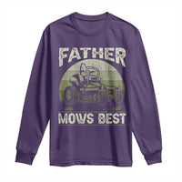 Father Mows Best Long Sleeve Shirt Lawn Mower Mowing Dad Retro Father's Day Gift