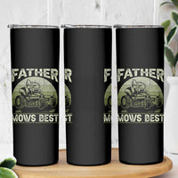 Father Mows Best Skinny Tumbler Lawn Mower Mowing Dad Retro Father's Day Gift
