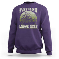 Father Mows Best Sweatshirt Lawn Mower Mowing Dad Retro Father's Day Gift
