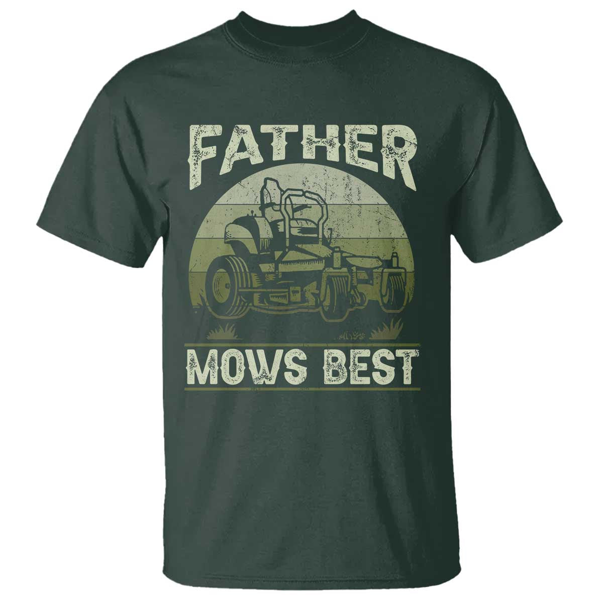 Father Mows Best T Shirt Lawn Mower Mowing Dad Retro Father's Day Gift