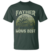 Father Mows Best T Shirt Lawn Mower Mowing Dad Retro Father's Day Gift