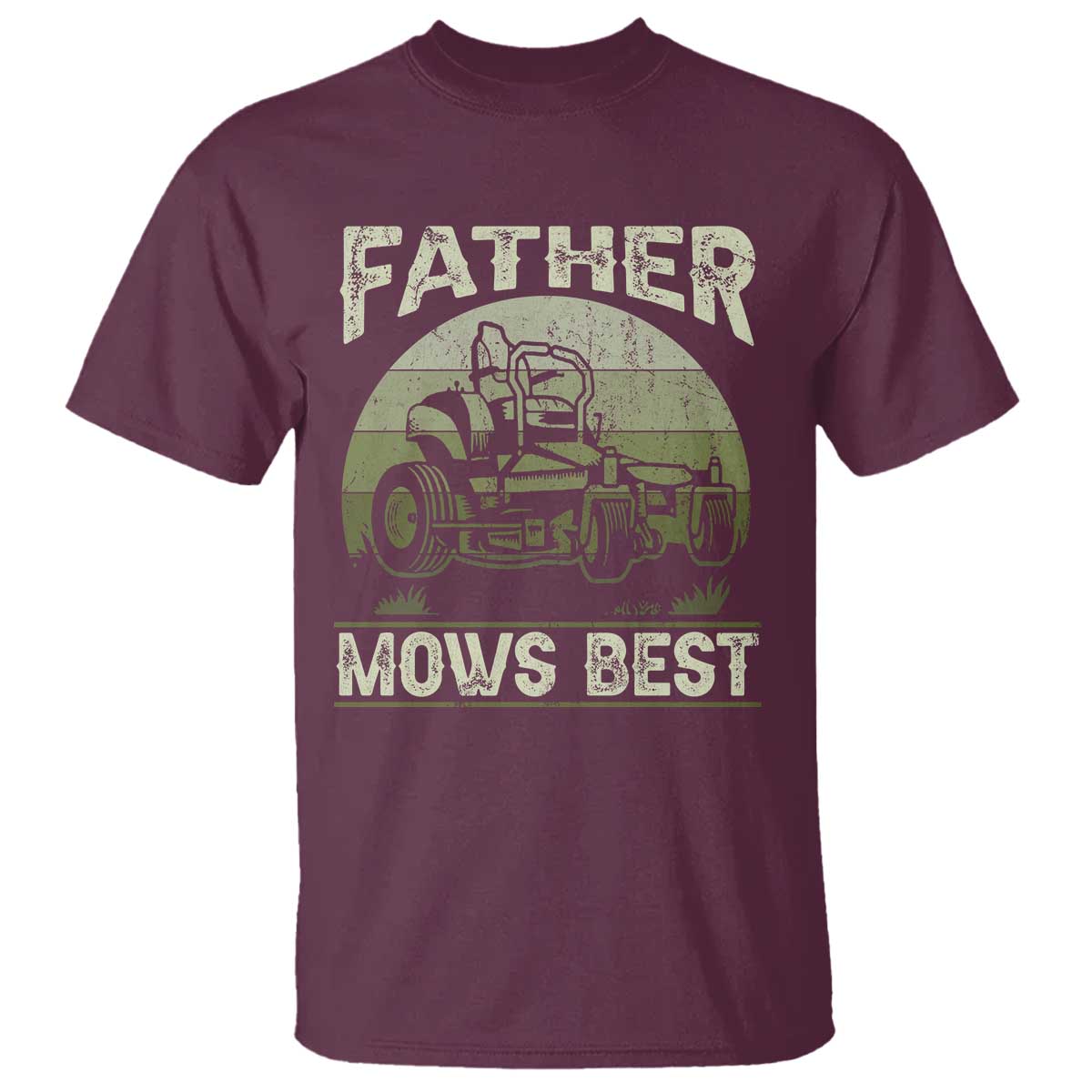 Father Mows Best T Shirt Lawn Mower Mowing Dad Retro Father's Day Gift