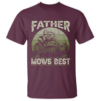 Father Mows Best T Shirt Lawn Mower Mowing Dad Retro Father's Day Gift