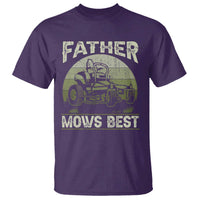 Father Mows Best T Shirt Lawn Mower Mowing Dad Retro Father's Day Gift