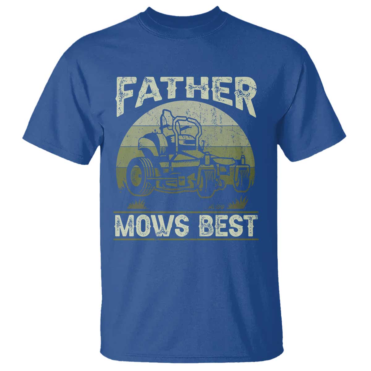Father Mows Best T Shirt Lawn Mower Mowing Dad Retro Father's Day Gift