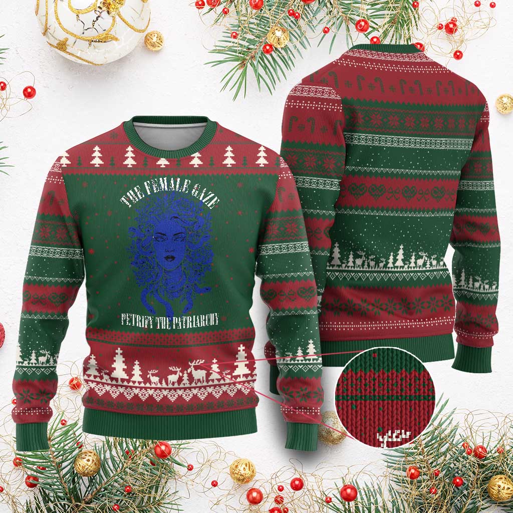 Medusa Feminist Ugly Christmas Sweater Womens Rights Mythical Empowerment Graphic - Wonder Print Shop