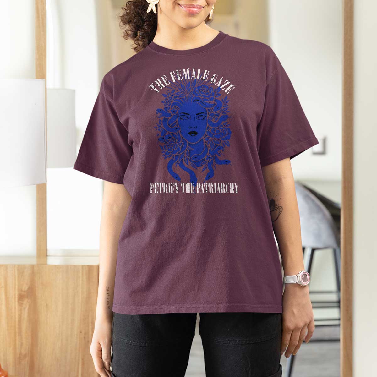 Medusa Feminist T Shirt For Women Womens Rights Mythical Empowerment Graphic - Wonder Print Shop