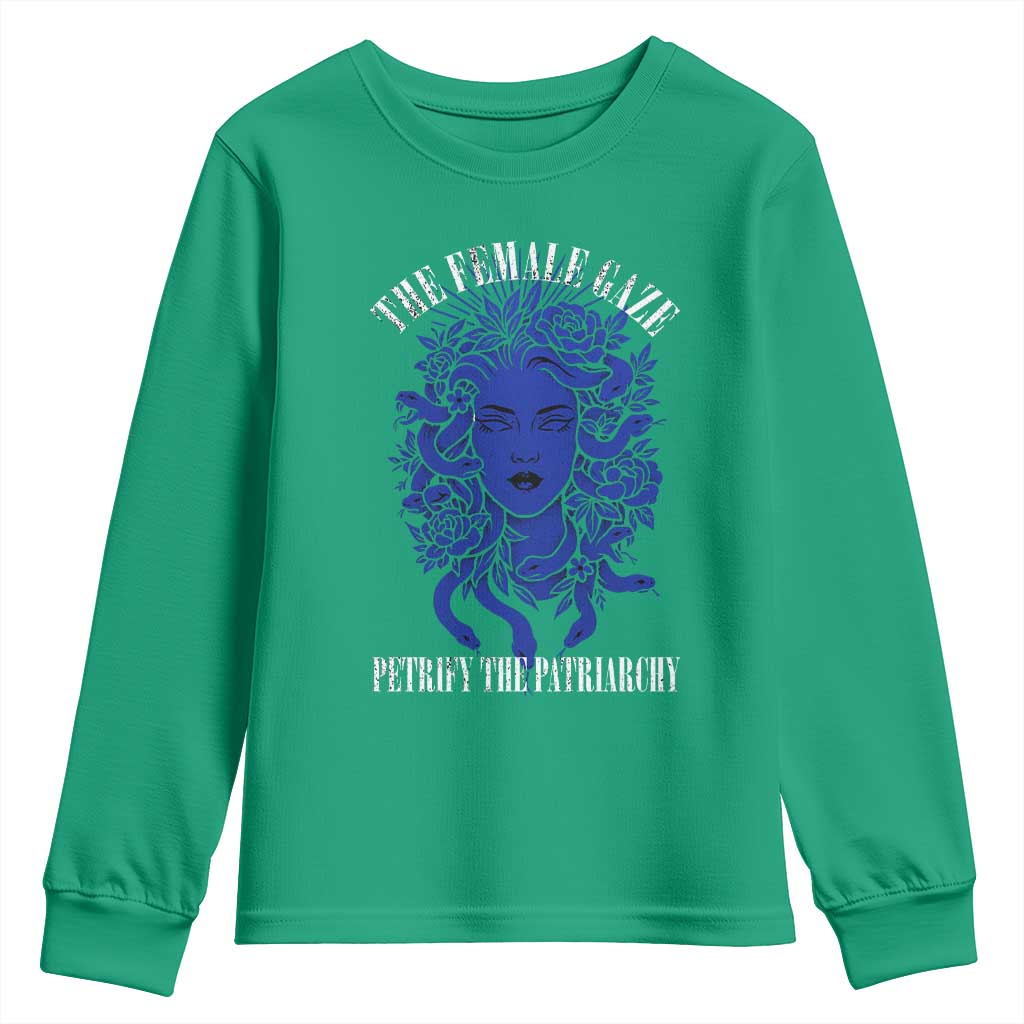 Medusa Feminist Youth Sweatshirt Womens Rights Mythical Empowerment Graphic - Wonder Print Shop