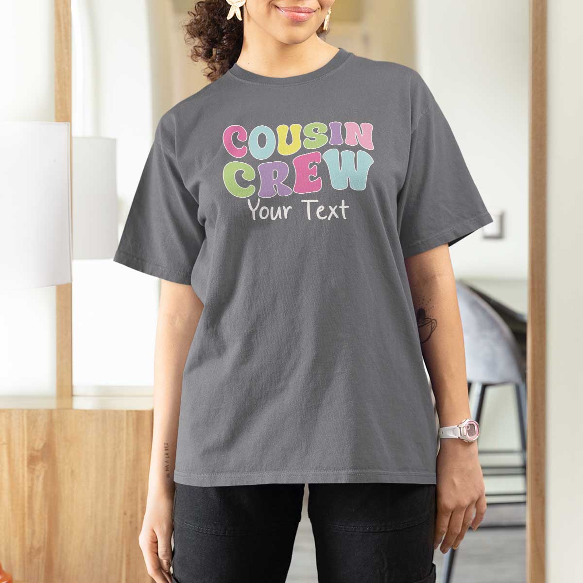 Personalized Matching Cousin Crew T Shirt For Women Custom Name Retro Family Reunion Cousins Vacation - Wonder Print Shop