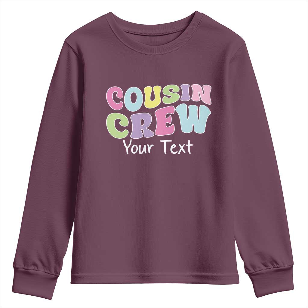 Personalized Matching Cousin Crew Youth Sweatshirt Custom Name Retro Family Reunion Cousins Vacation - Wonder Print Shop
