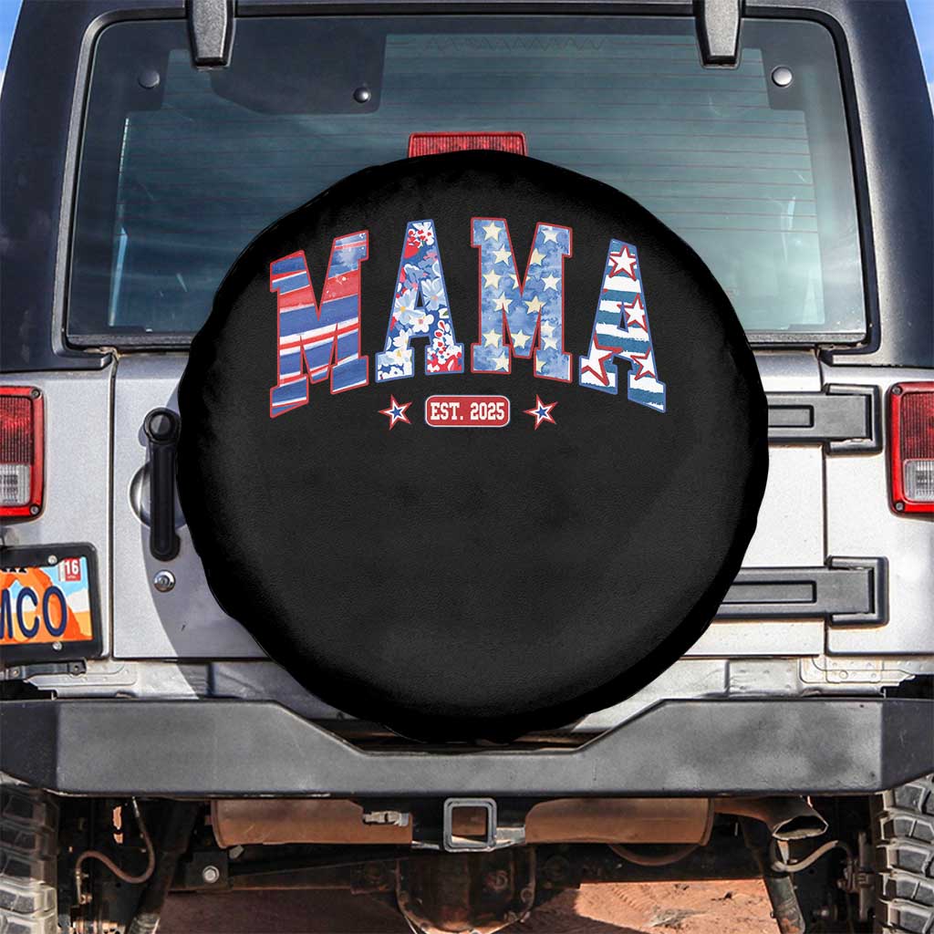 American Mama Est 2025 Spare Tire Cover 4th of July Pregnancy Reveal - Wonder Print Shop