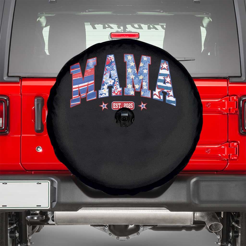 American Mama Est 2025 Spare Tire Cover 4th of July Pregnancy Reveal - Wonder Print Shop
