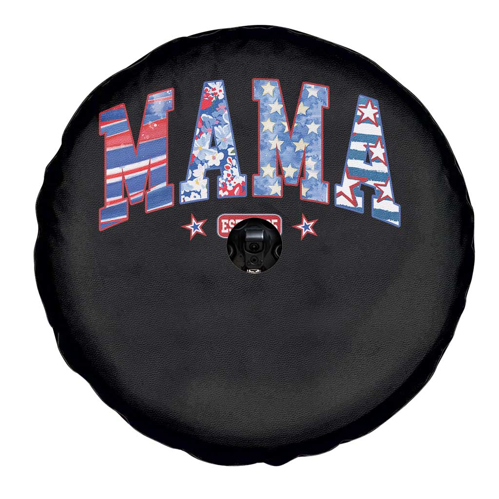 American Mama Est 2025 Spare Tire Cover 4th of July Pregnancy Reveal - Wonder Print Shop