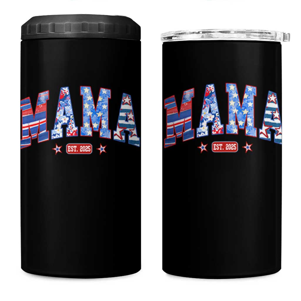 American Mama Est 2025 4 in 1 Can Cooler Tumbler 4th of July Pregnancy Reveal - Wonder Print Shop