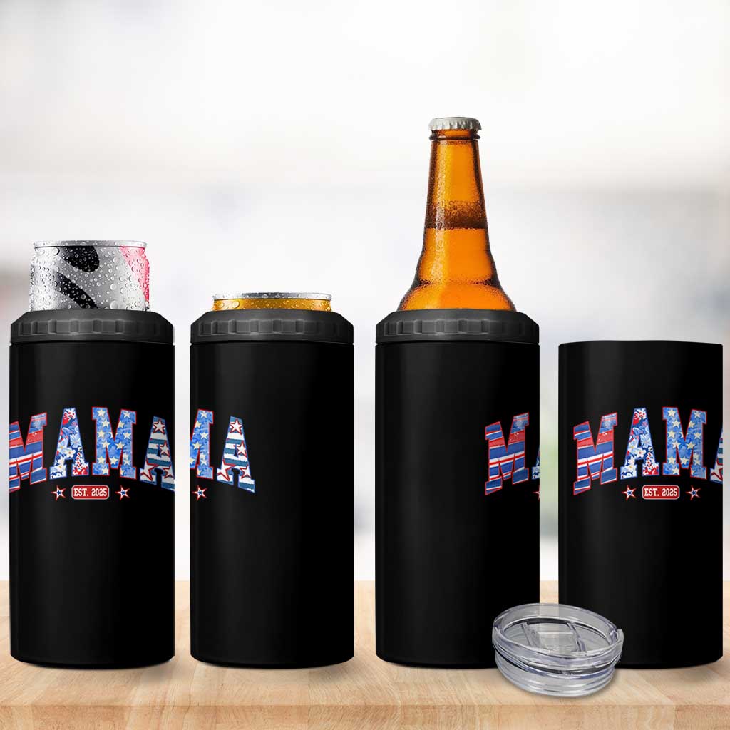 American Mama Est 2025 4 in 1 Can Cooler Tumbler 4th of July Pregnancy Reveal - Wonder Print Shop