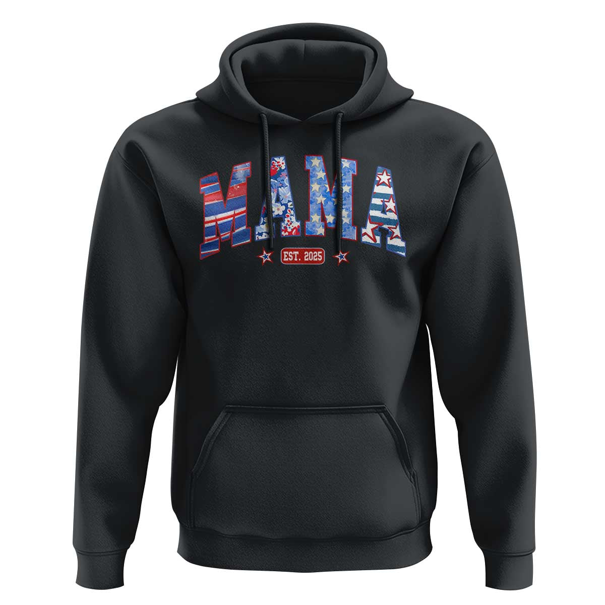 American Mama Est 2025 Hoodie 4th of July Pregnancy Reveal - Wonder Print Shop