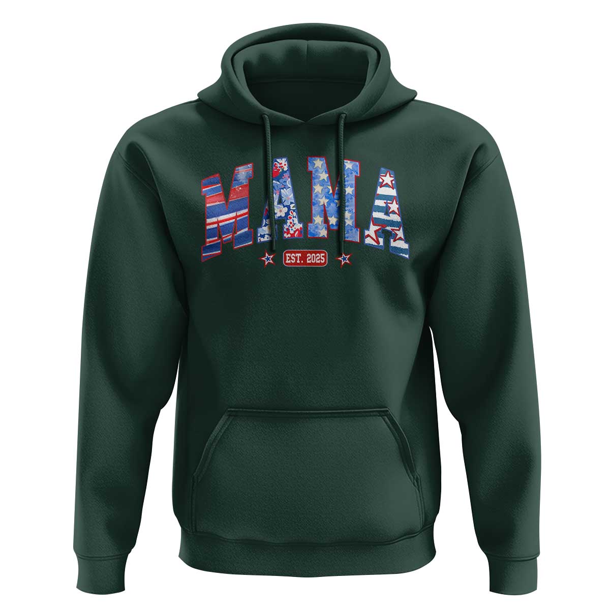 American Mama Est 2025 Hoodie 4th of July Pregnancy Reveal - Wonder Print Shop