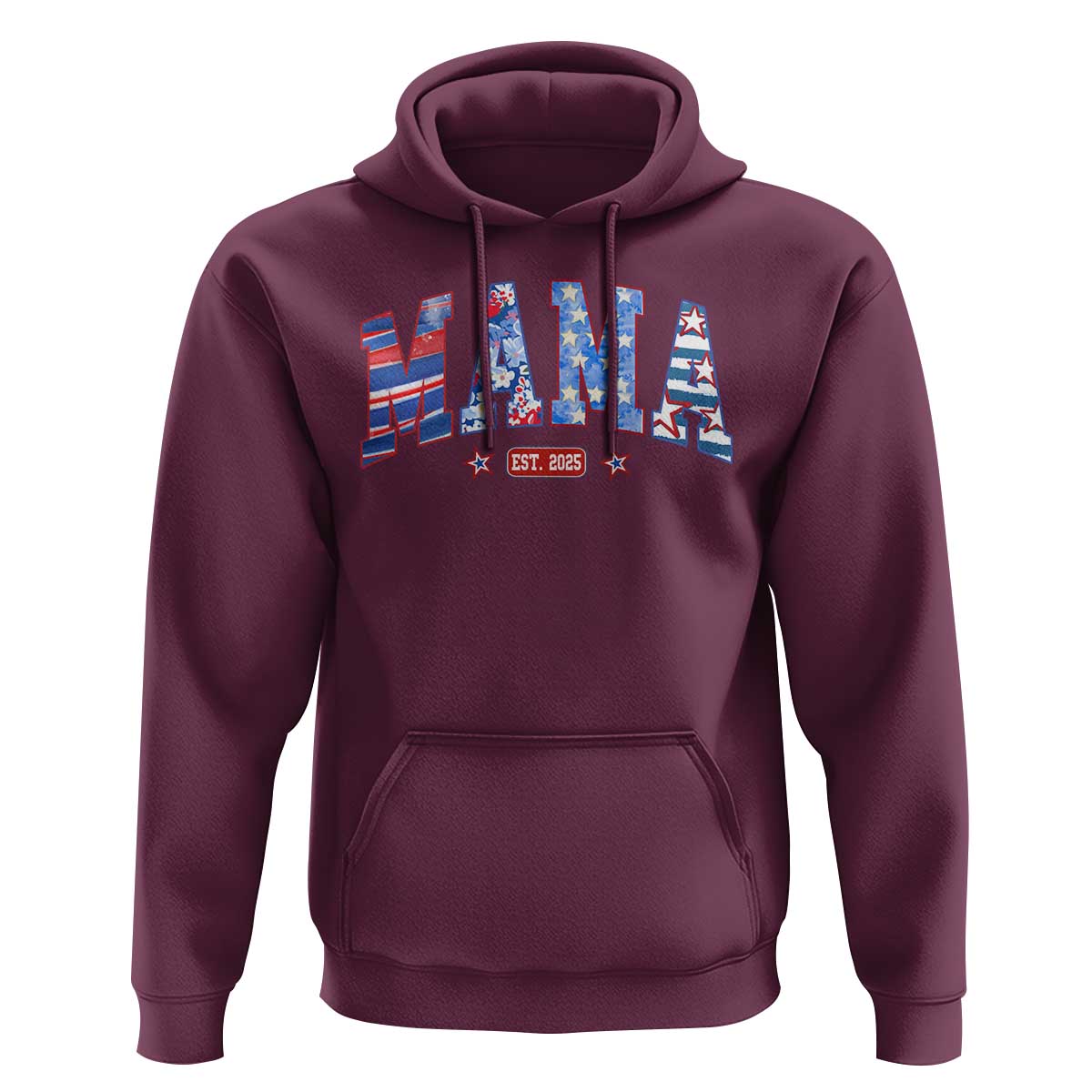 American Mama Est 2025 Hoodie 4th of July Pregnancy Reveal - Wonder Print Shop