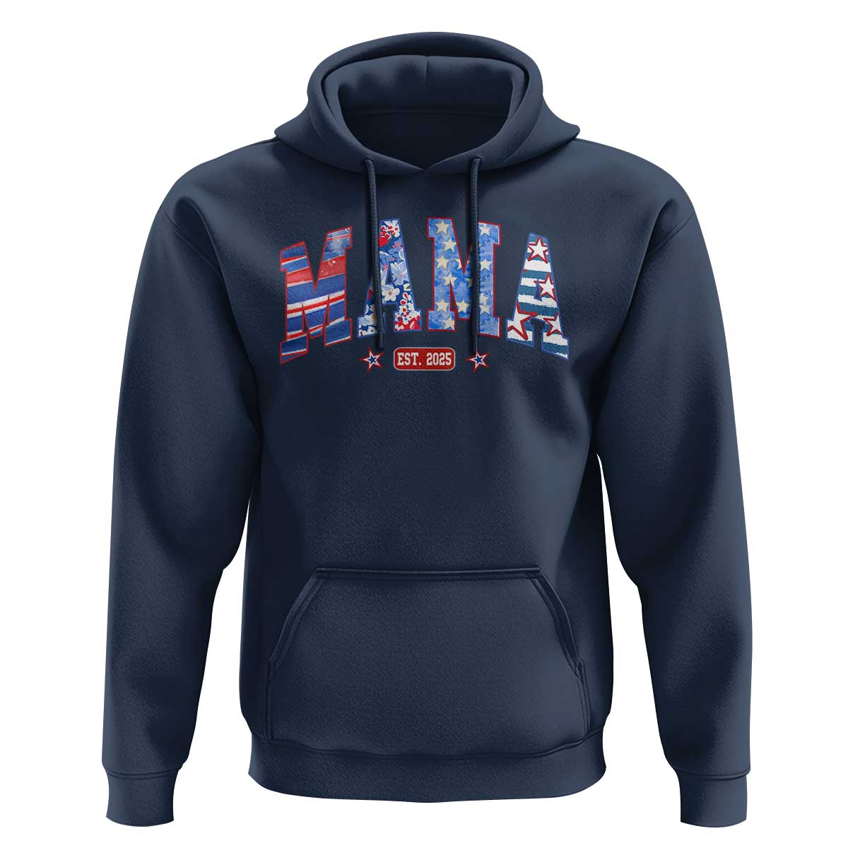 American Mama Est 2025 Hoodie 4th of July Pregnancy Reveal - Wonder Print Shop