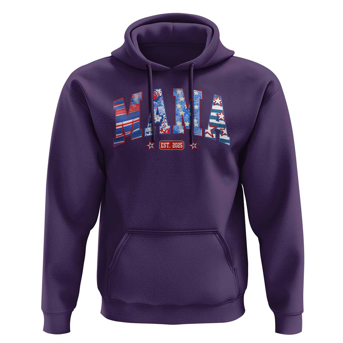American Mama Est 2025 Hoodie 4th of July Pregnancy Reveal - Wonder Print Shop