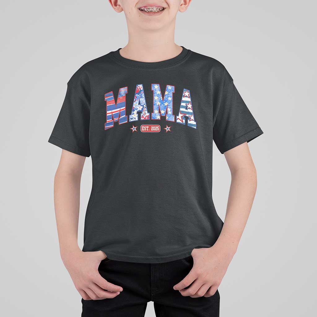 American Mama Est 2025 T Shirt For Kid 4th of July Pregnancy Reveal - Wonder Print Shop