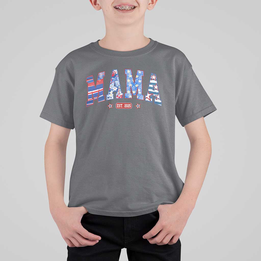 American Mama Est 2025 T Shirt For Kid 4th of July Pregnancy Reveal - Wonder Print Shop